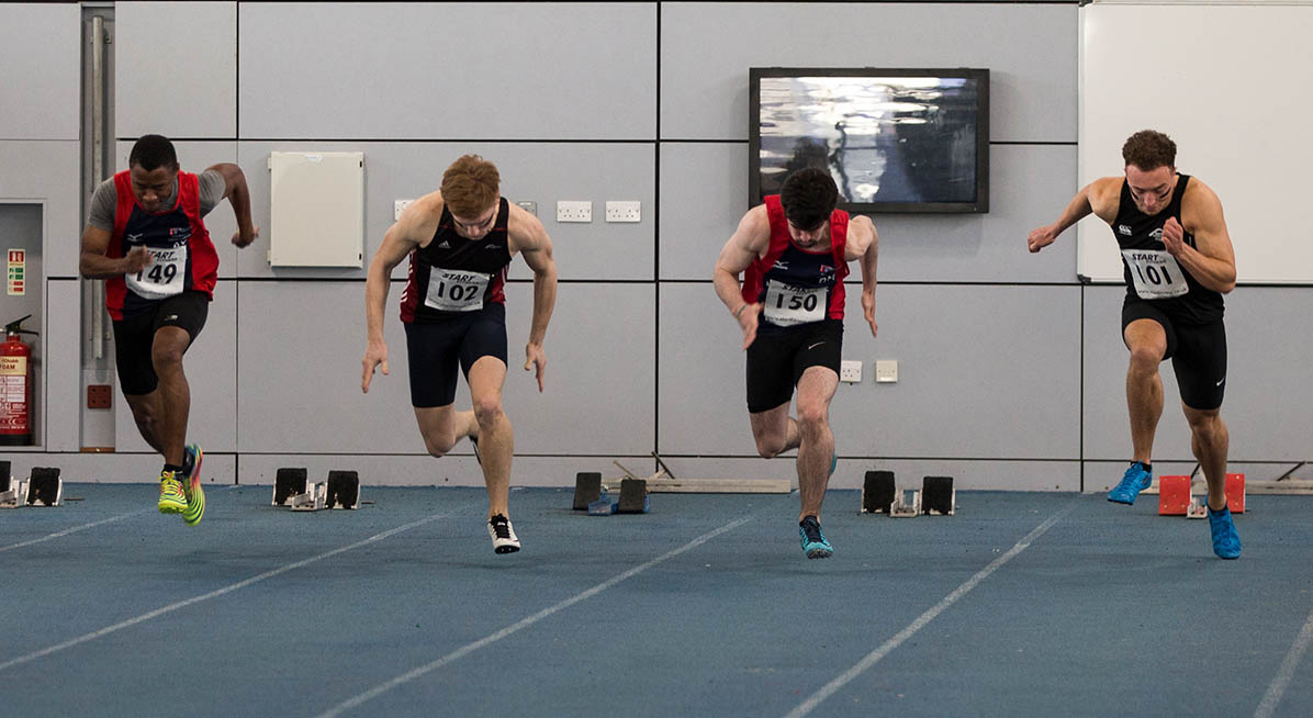 Students race on the running track